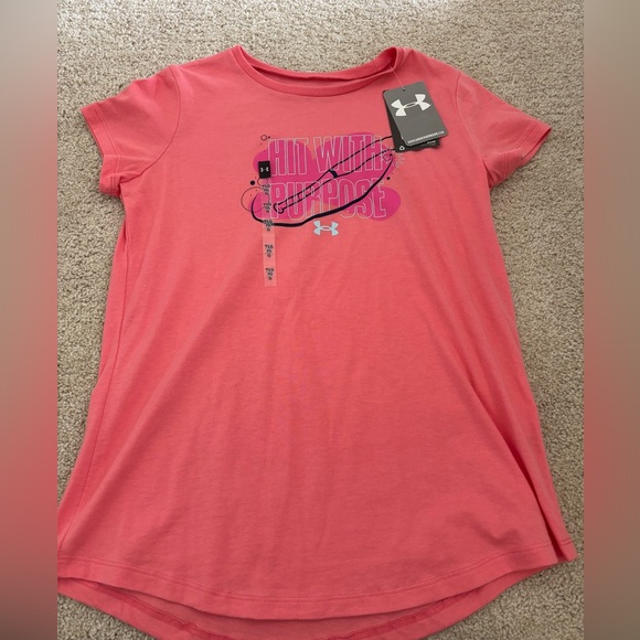Girls under armour pink softball tee size youth large. NWT. - Picture 1 of 2